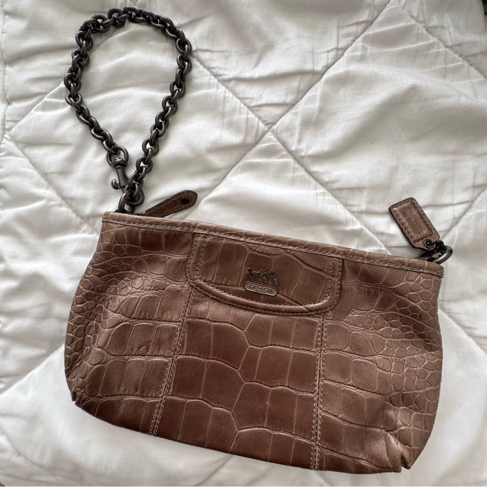 NWOT COACH Madison Large Exotic Embossed Crocodile Leather Clutch/Wristlet